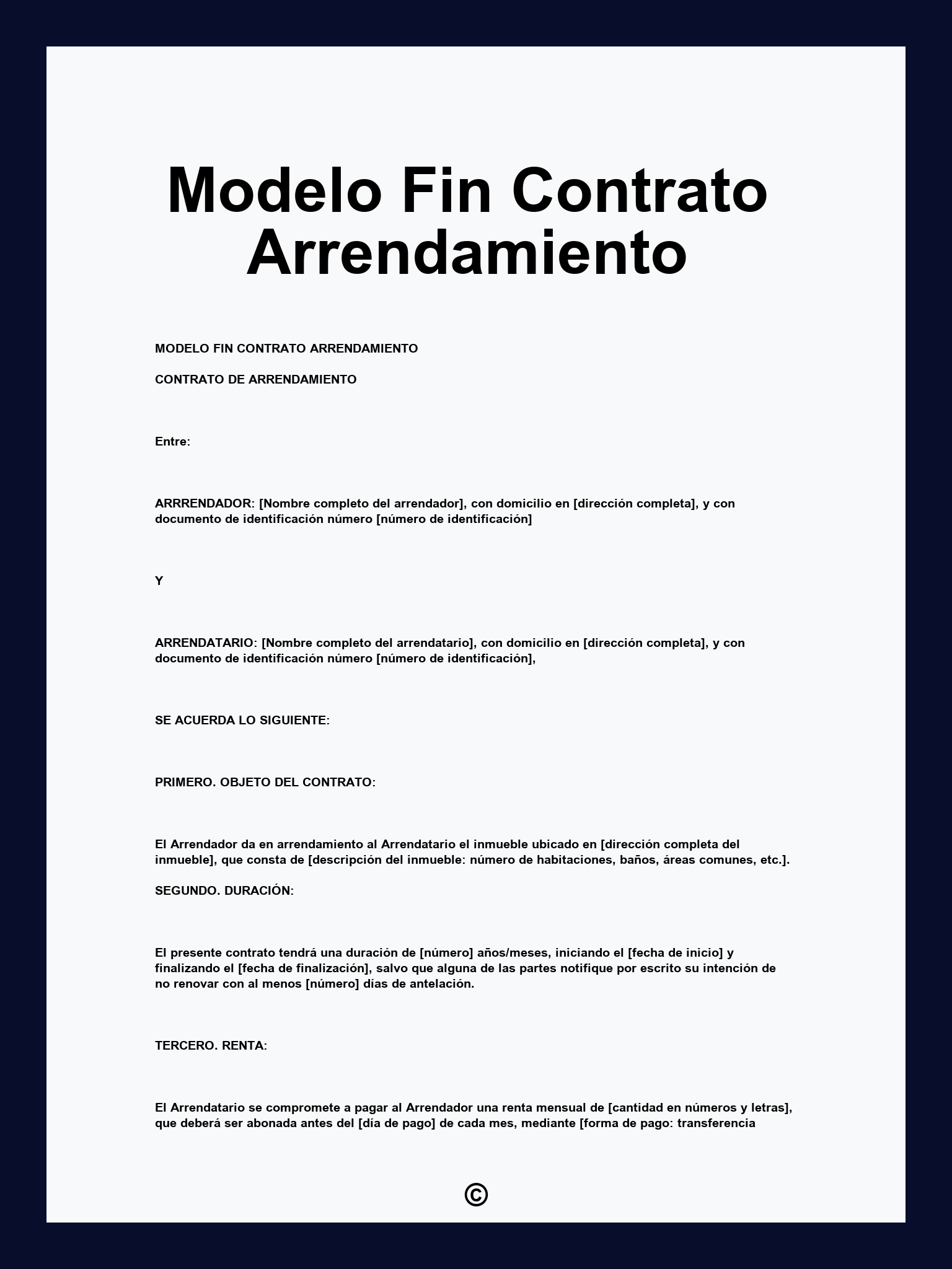Modelo Fin Contrato Arrendamiento