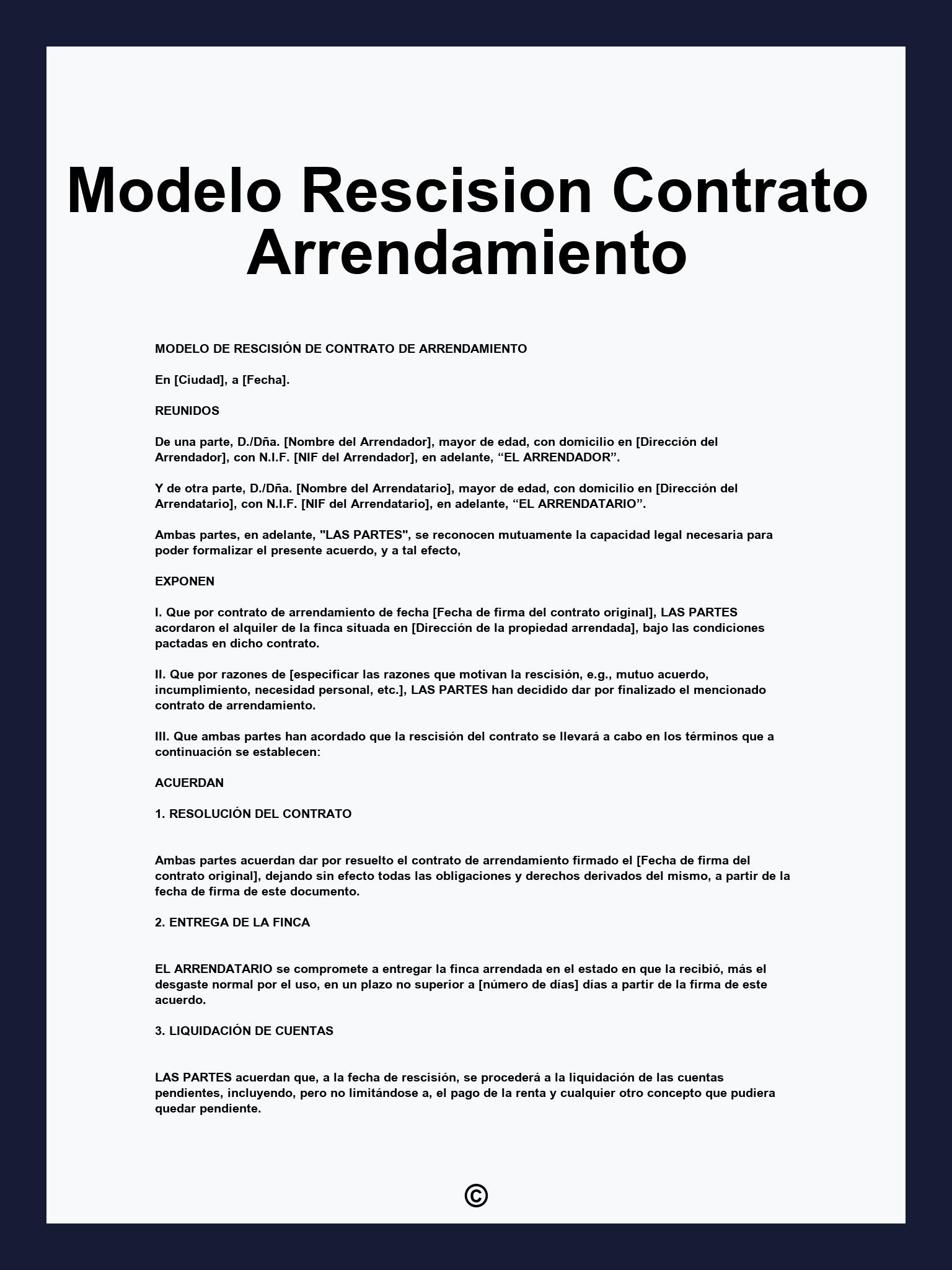 Modelo Rescision Contrato Arrendamiento