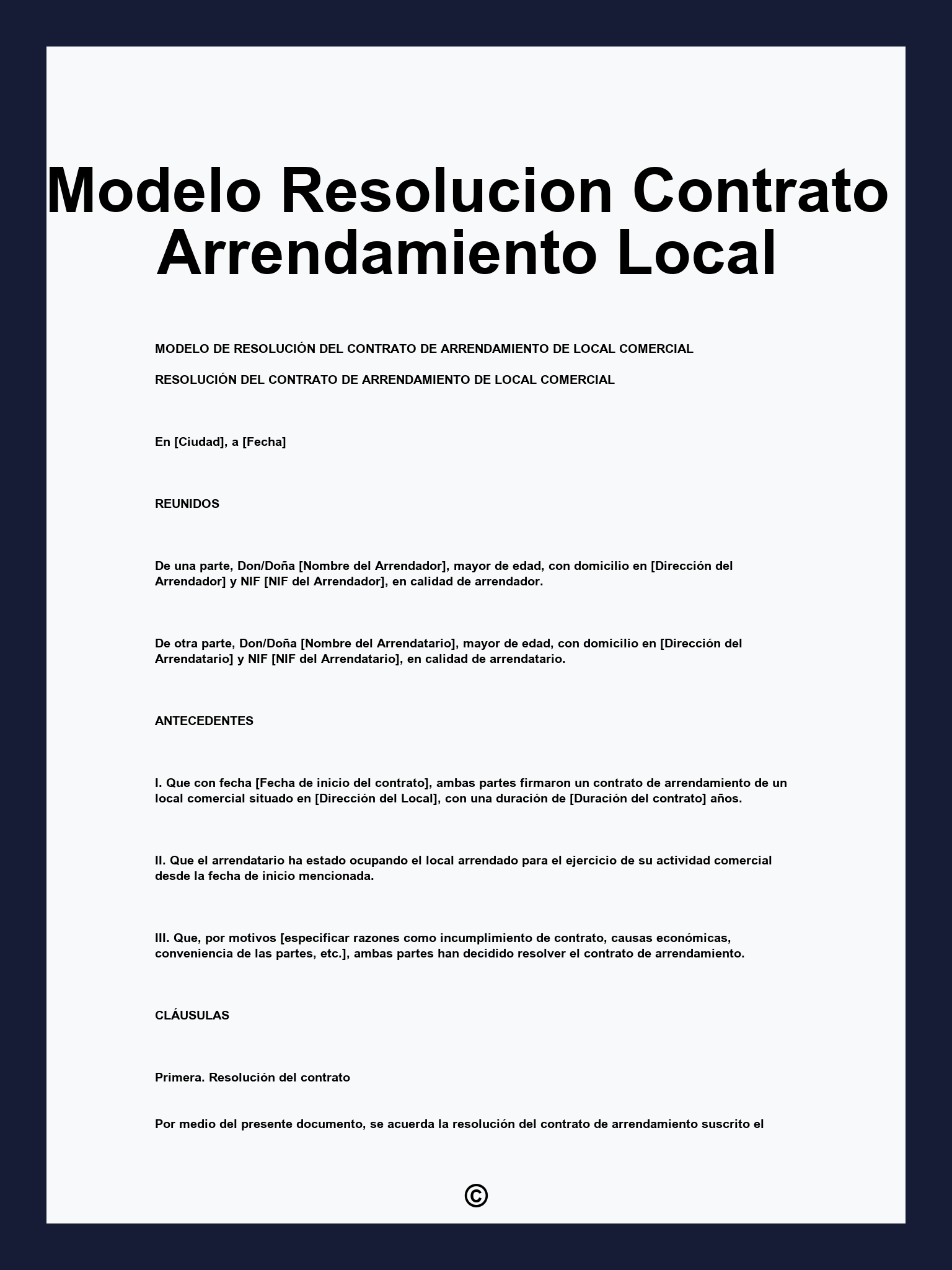 Modelo Resolucion Contrato Arrendamiento Local