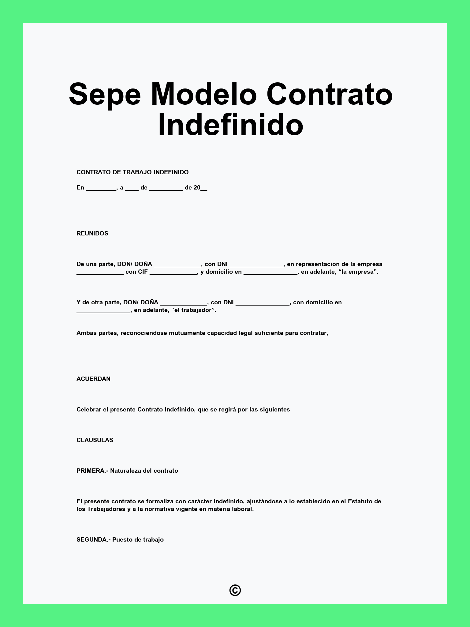 Sepe Modelo Contrato Indefinido