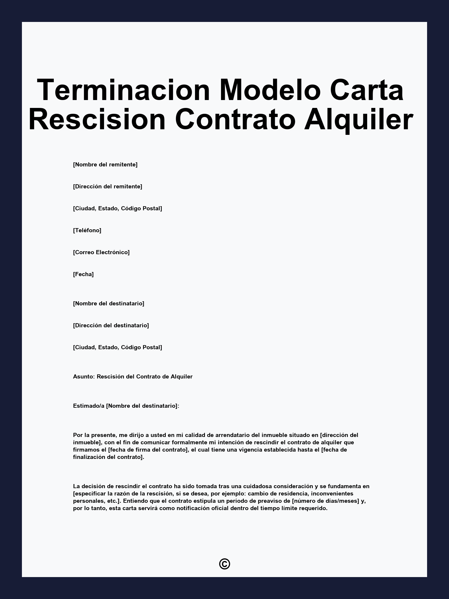 Terminacion Modelo Carta Rescision Contrato Alquiler